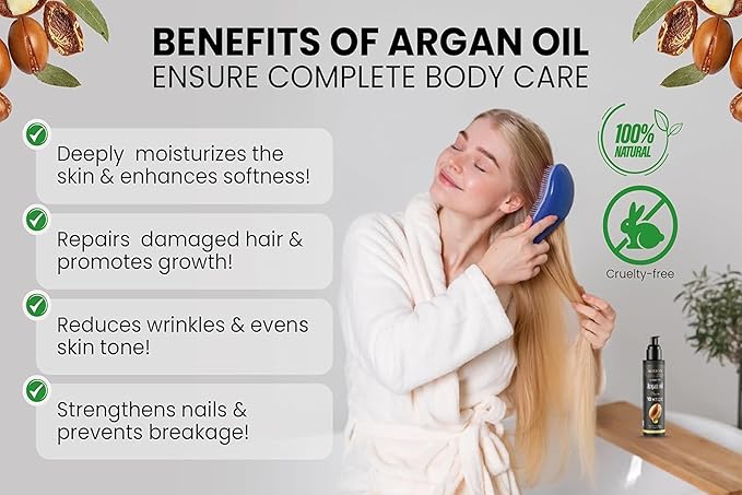 𝓐𝓛𝓕𝓩𝓞𝓝 Moroccan Argan Oil 100% Pure USDA Organic Cold Pressed Lightweight Formula for Dry, Damaged & Curly Hair Boosts Shine, Controls Frizz, Hydrates Skin, Face, Body & Beard - 100 ml (3.38 oz)