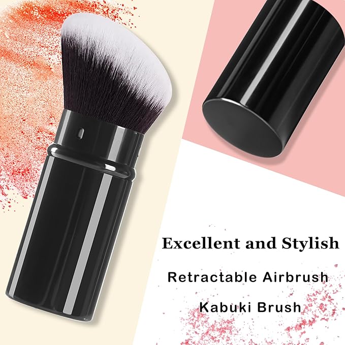 Keriloo Retractable Kabuki Makeup Brush,Angle Blush Brushes Powder Foundation Makeup Brush for Blending Liquid, Blush, Bronzer, Buffing, Sunscreen,Flawless Cosmetics