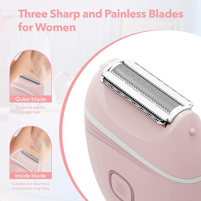 Women Electric Shaver, Rechargeable Wet and Dry Use Electric Razor for Women, Body Hair Trimmer for Bikini Underarm Leg Arm Body Face Private Area