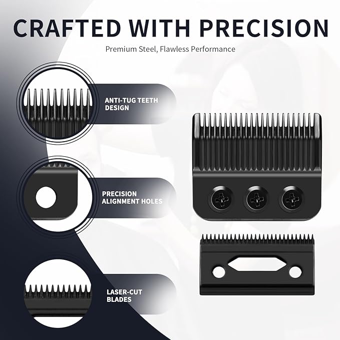 Professional 3 Hole Standard Clipper Replacement Blade Compatible with Designer, Senior, Cordless Designer, and Pilot clippers (Black) (3 Pack)