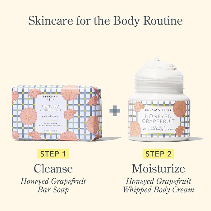 Beekman 1802 Whipped Body Cream – Moisturizes & Softens Skin with Goat Milk, Mango Seed Butter & Vitamin E – 8 oz – Honeyed Grapefruit
