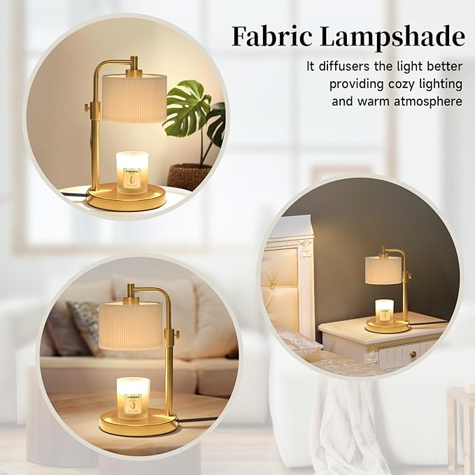 Candle Warmer Lamp with Timer, Candle Wax Warmer Adjustable Height Candle Lamp Warmer for Jar Candles, Christmas Gifts House Warming Gifts for Women(Gold-Upgrade)