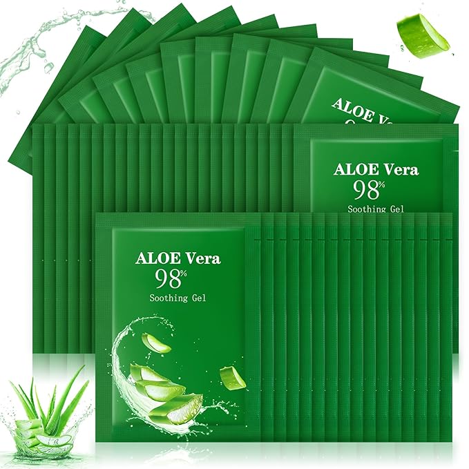 Siifert 60 Pcs Travel Size Aloe Vera Gel 98% Organic After Sun Moisturizer for Face, Body, Soothing Hydrating Lotion Bulk for Winter Vacation, Guests Skin Care Gifts