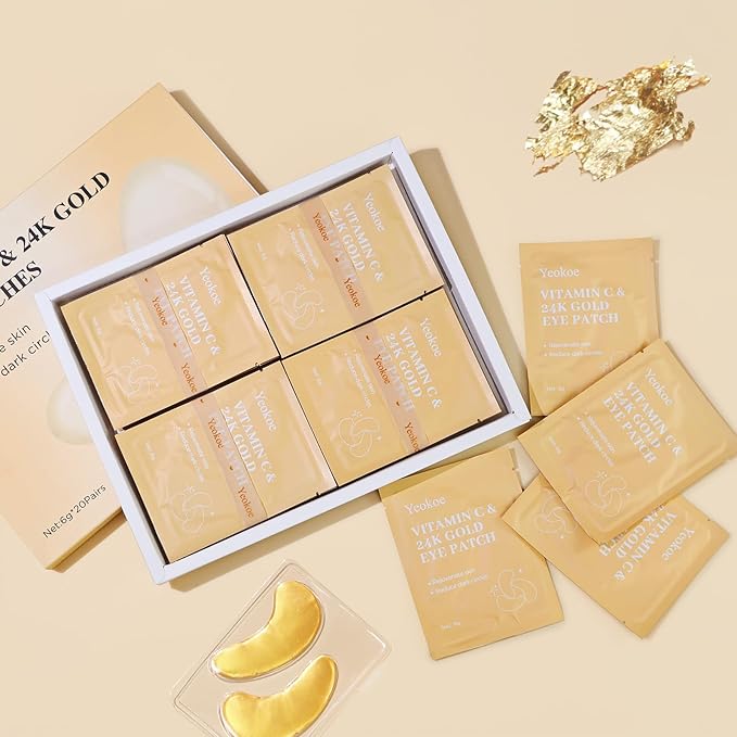 Yeokoe Under Eye Patches for Dark Circles,Puffy Eyes,20 Pairs Face Masks SkinCare With Vitamin C and 24k Gold