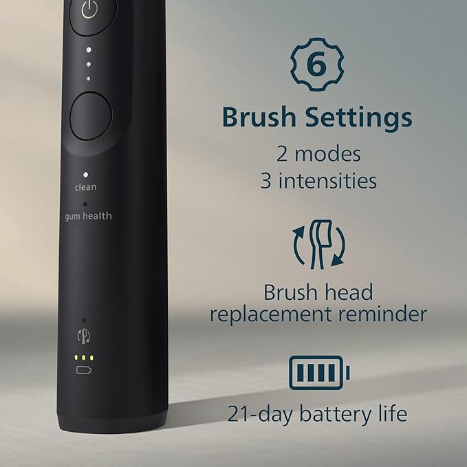 Philips Sonicare 5900 Series Electric Toothbrush - Next-Generation Sonicare Technology, Pressure Sensor, 6 Brushing Settings, SmarTimer, BrushPacer, 21-Day Runtime, Black, Model HX7131/02