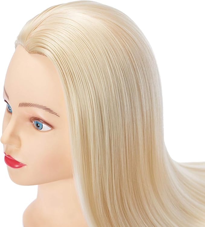 Hairingrid 26"-28" Mannequin Head Hair Styling Training Head Manikin Cosmetology Doll Head Synthetic Fiber Hair and Free Clamp Holder (Blonde)