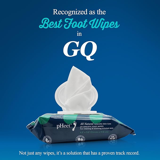 pHeet® Foot Wipes All-Natural Antifungal & Antibacterial Formula, Cleanses, Moisturizes, Prevents & Kills Athletes Foot, Toenail & Foot Fungus, Odor & Improves Dry, Cracked, Flaky & Diabetic Skin 72ct