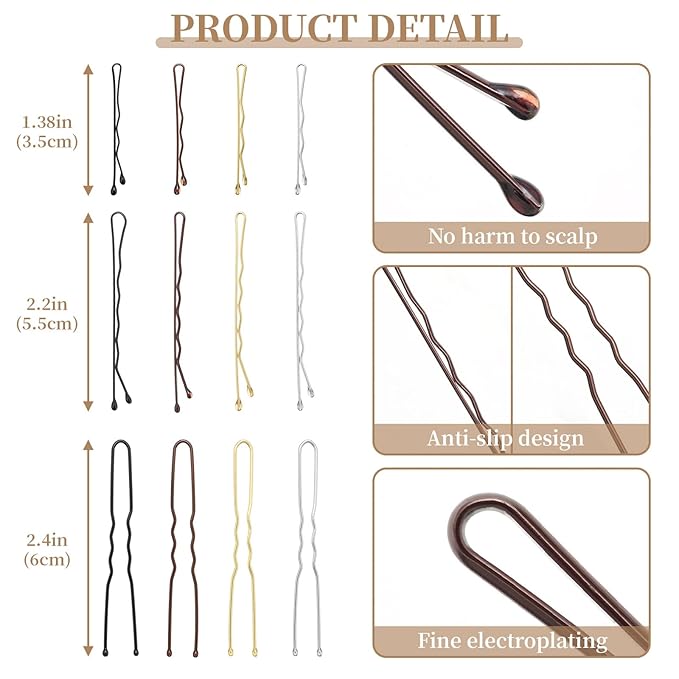 200 Pcs 1.38 Inch Wave-Shaped Bobby Pins Mix Metal Hair Pins Hair Accessories for Women Stylists Hair Sticks Girl