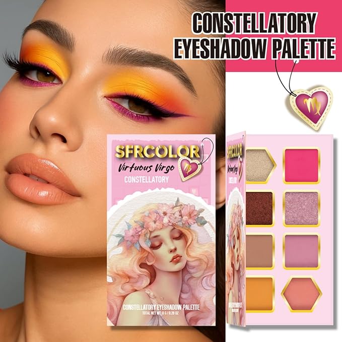 12-Color Zodiac Eyeshadow Palette, Matte Metallic Shimmer Pressed Pigments, Highly Pigmented Makeup Palette for Professional & Daily Eye Makeup (8287 Virgo)