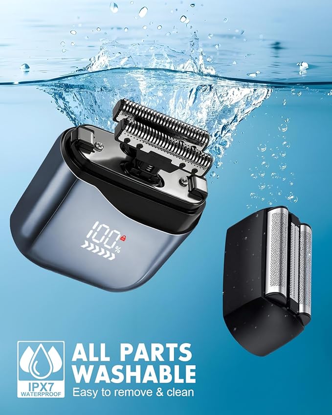 Electric Razor for Men,Foil Shavers for Men,Pocket Shaver for Face,100% Waterproof for Wet & Dry Shave, Rechargeable Cordless Razor with 3D Floating Head,LED Display & Precision Blades,Fast Charge