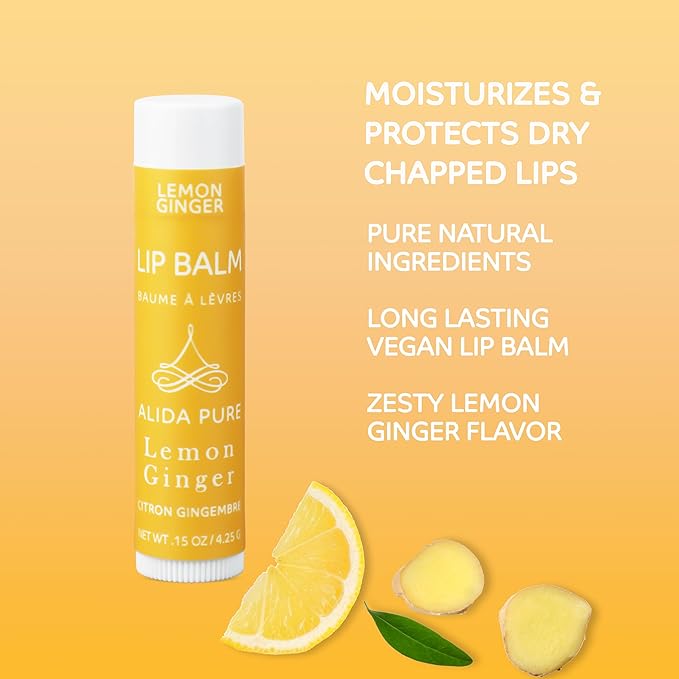 Lemon Ginger Lip Balm Collection, Vegan Lips,