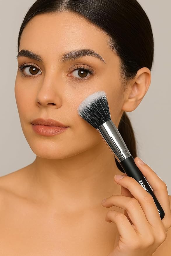 ZAQ Premium Duo Fiber Stippling Brush - The Ultimate Tool for Flawless Liquid Foundation Application, Blending, and Face Makeup