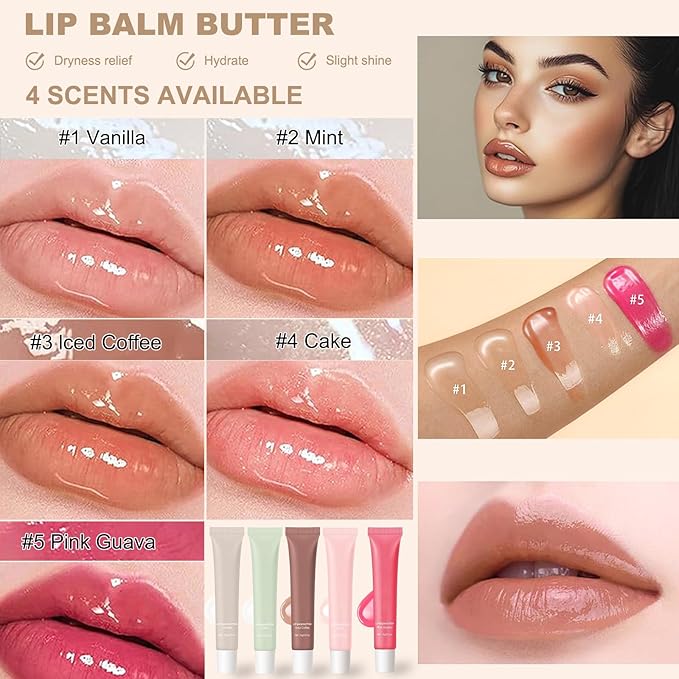 Summer Lip Balm Butter - Natural Hydrating Lip Moisturizer with Shea Butter, Soothes And Softens Dry Lips, Rich in Nutrients for Soft Smooth Lips 1 Vanilla
