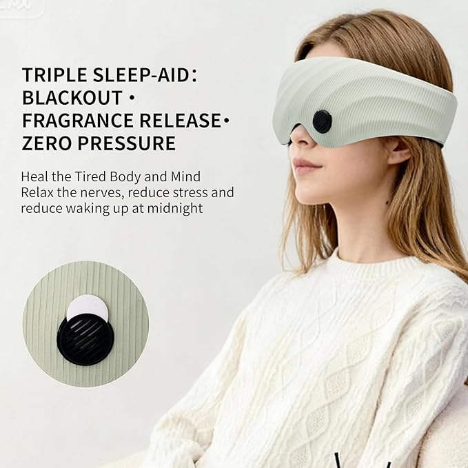 AiSleep Sleep Mask, Scented Eye Mask for Sleep, 100% Blackout Eye Mask for Women Men, 3D Contoured Cup, Zero Pressure Soft Comfortable Sleep Mask for Travel-Green