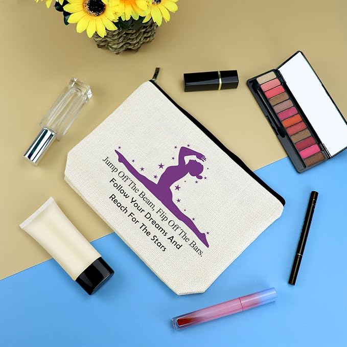 Gymnastics Lover Makeup Bag - Inspirational Gift for Women, Girls, Gymnasts, and Coaches - Cosmetic Pouch for Graduation, Birthday