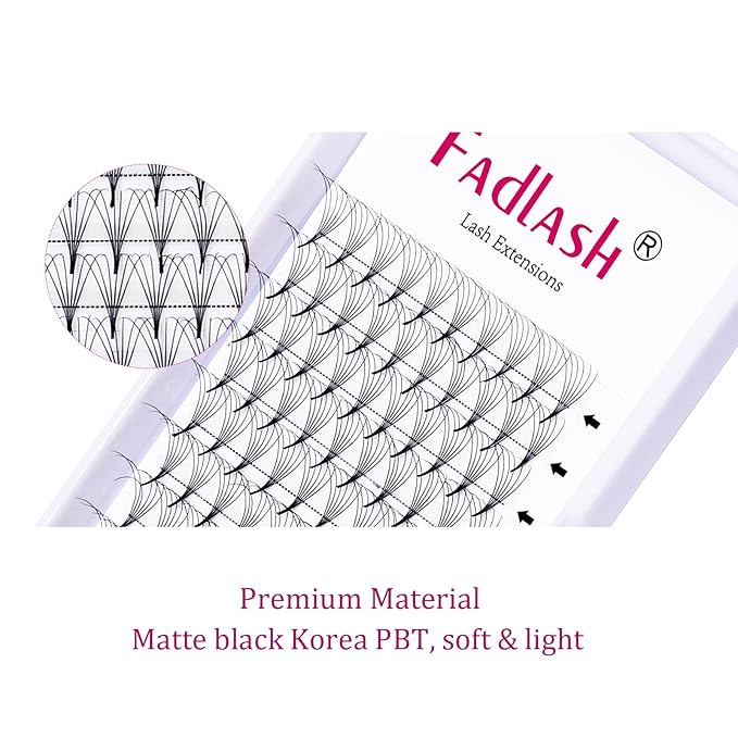Premade Lash Fans 6D 0.07 Volume Eyelash Extensions C Curl 9mm Volume Lashes Premade Pro Ponit Middle Stem Lash Extension Supplies (6D-0.07-C, 9mm)