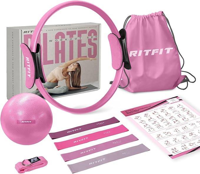 RitFit Pilates Ring Circle - 14 Inch Magic Fitness Circle for Toning Inner & Outer Thighs, Bonus Workout Guide Included