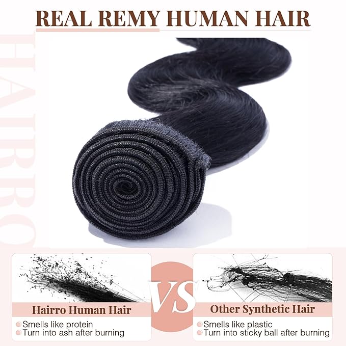 Hairro Sew in Hair Extensions Real Human Hair, 100g/bundle Weave Weft for Women Adding Volume and Length, for DIY Beauty Dating Party, 20 Inch 3 Bundles Body Wave #1B Natural Black
