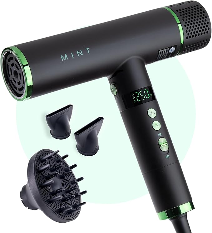 MINT Hummingbird Smart Professional Hair Dryer with Diffuser | Best Lightweight Blow Dryer with Brushless Motor | High Speed Ionic Hair Dryer with Ultra Quiet BLDC Motor
