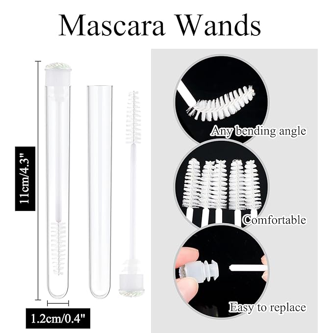 Dming 20pcs Eyelash brush Lash Wand Makeup tool Eyelash Extension supplies Cleaning brush Diamond Mascara scale white