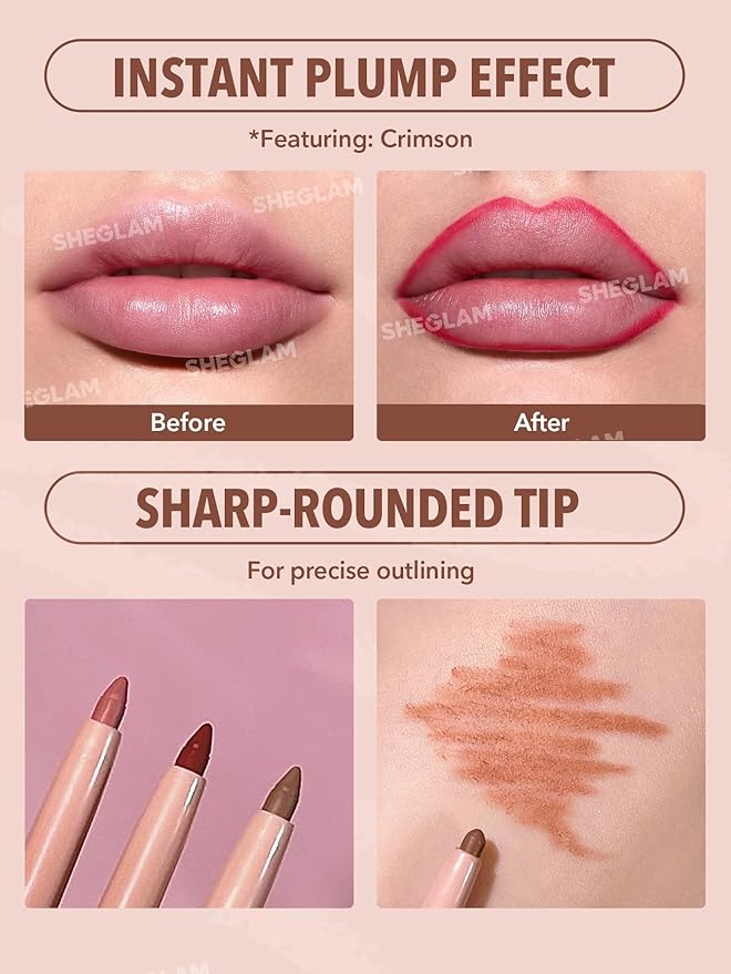 SHEGLAM Lip Liner Creamy Matte Pencil High Pigment Not Easy to Fade Silky Smooth Matte Contour Tint Lip Makeup-Cosmopolitan