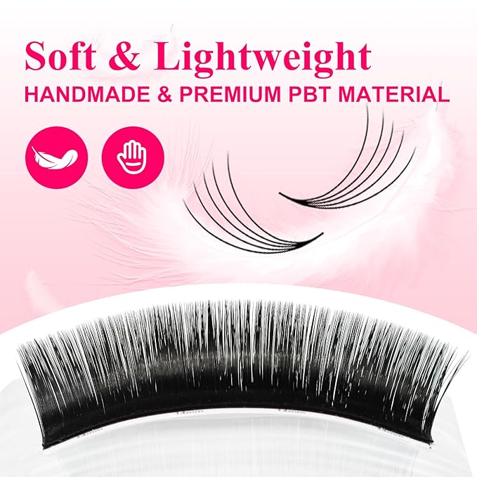 Easy Fan Lashes 0.03 0.05 0.07 Thickness C/D/M/L Curl Eyelash Extensions 8-15mm Mix Lash Tray Matte Black Volume Lashes Self Fanning, Professional Supplies for Lash Artists (0.05 C 8-15mm)