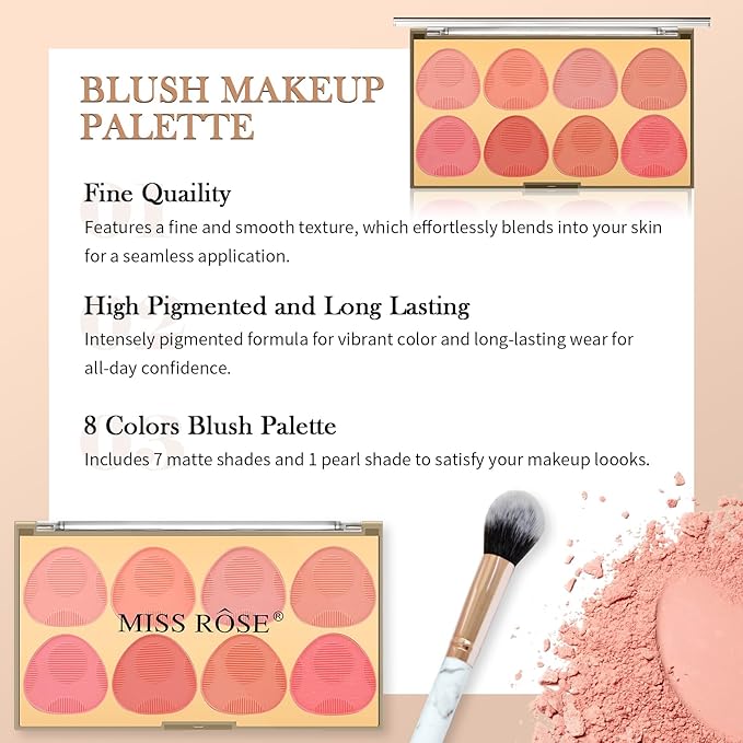 DAGEDA 8 Colors Blush Palette Makeup, Natural Face