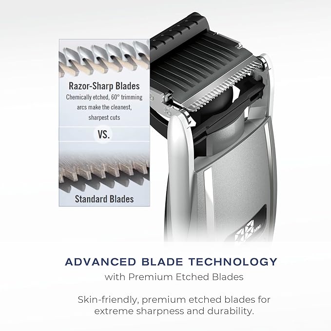 ConairMAN Beard Trimmer for Men, for Face and Mustache, Wet/Dry Beard and Stubble Trimmer, Flex Contouring Head with 15 Precise Settings and Premium