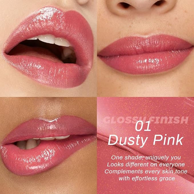HHLTOH Pink Honey Lipstick Tinted Lip Balm - Shine Moisturizing Lipstick for Women, Natural Nourishing Hydrating Lip Gloss Stain for Dry Lips, Tint Sheer Lightweight Makeup, Vegan - 1Pc #01 Dusty Pink