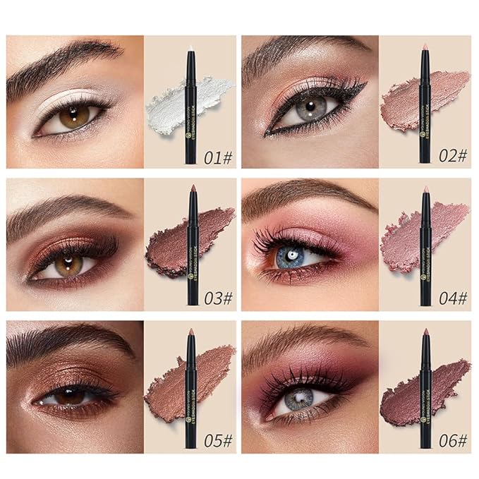 YOUNG VISION Eyeshadow Stick, Shimmer and Matte Cream Eye Shadow Brightener Sticks Eyeliner Pencil Crayon, Waterproof Long Lasting Eye Highlighter Stick Makeup,0.056 Oz(#3-Desert) (09)
