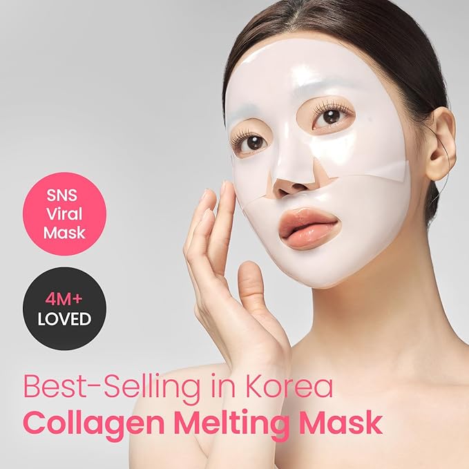 From Medi+ Korean Facial Sheet Mask (Collagen Essence), 4 Count (30g Each) – Moisturizing Care for Smooth-Looking Skin