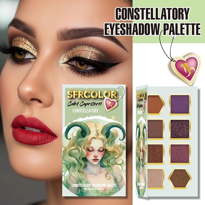 12-Color Zodiac Eyeshadow Palette, Matte Metallic Shimmer Pressed Pigments, Highly Pigmented Makeup Palette for Professional & Daily Eye Makeup (8291 Capricorn)