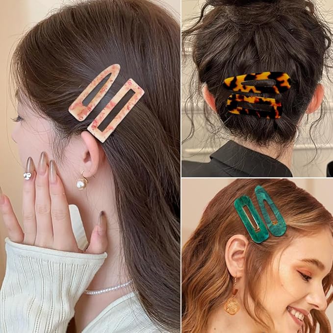 12 Pieces Acrylic Resin Marble Hair Clips Set, Decorative Pearls Hair Barrettes Sweet Decorative Bobby Pins Hairpin Headwear Hair Accessories Headwear for Women and Girls…