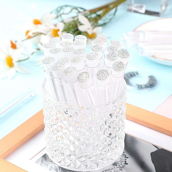 Dming 20pcs Eyelash brush Lash Wand Makeup tool Eyelash Extension supplies Cleaning brush Diamond Mascara star white