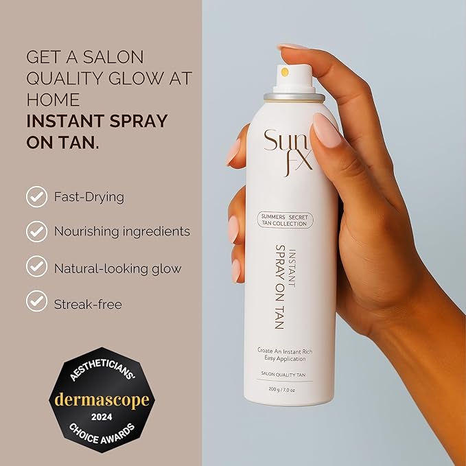 SunFX Summer's Secret Instant Self-Tanning Bronzing Spray, Medium-Dark, 8oz (200g) – Streak-Free Natural Glow, Fast-Drying, Long-Lasting Tan (4 Pack)