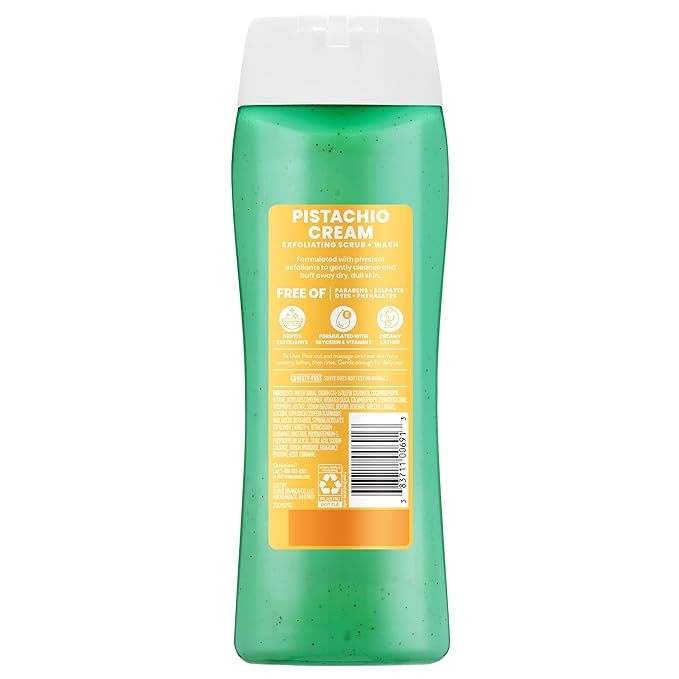 Suave Pistachio Cream Exfoliating Body Wash & Scrub with Glycerin & Vitamin E, Sulfate-Free Hydrating Cleanser for Soft, Smooth Skin, 6 Count, 18 FL OZ EA