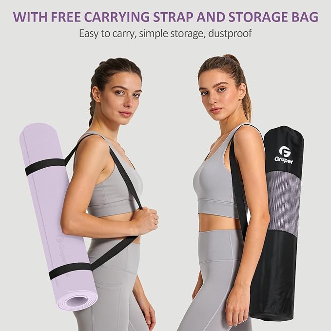 Yoga Mat Non Slip, 72"L x 24"W x 0.24"/0.32"TH, Anti-Tear Exercise Mat with Carrying Strap and Bag, Pro TPE Yoga Mats for Women, Workout Mats for Home, Pilates and Floor Exercises