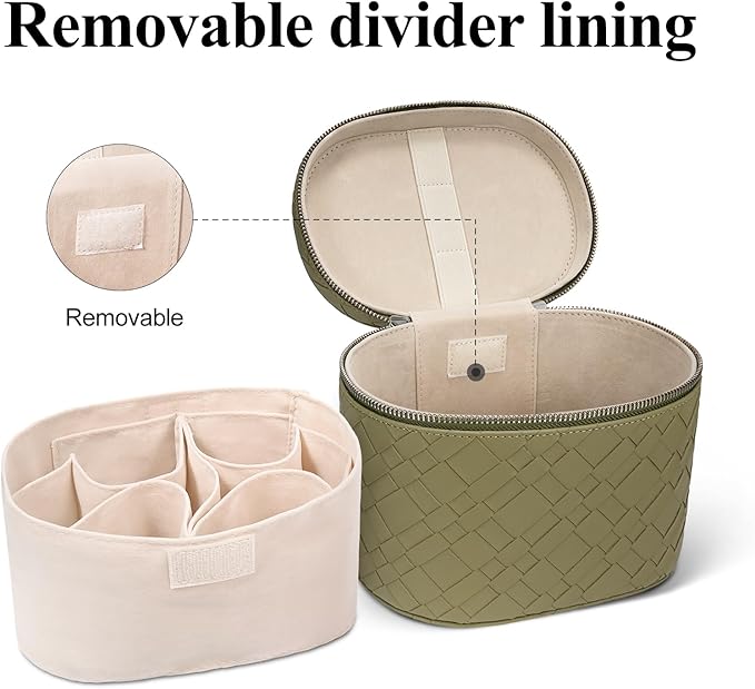 honitty Makeup Bag, Travel Make up Case with Compartments and Handle, Portable Cosmetic Organizer Bags,Toiletry Bag for Women