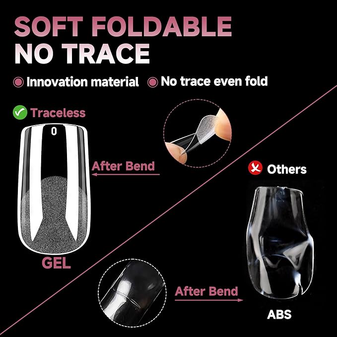 UNA GELLA Medium Square Gel Nail Tips Half Matte 312pcs Medium Square Gel Nails Full Cover False Acrylic Nails Tips for Press On Nails DIY Art Salon Nail Extensions, 12 Sizes