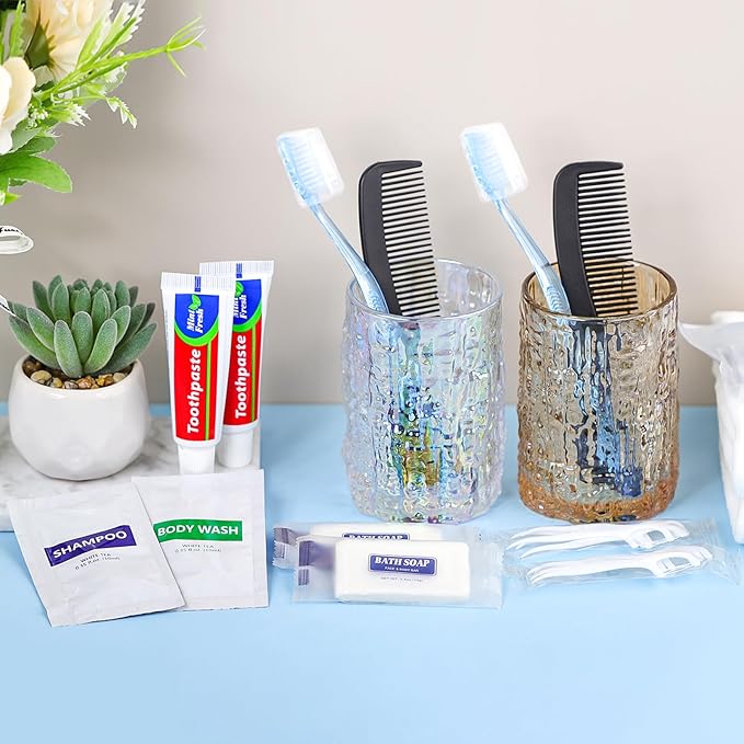 100 Sets Personal Hygiene Kit Basic Toiletry Kits Homeless Supplies Bulk for Travel,Include 100 Toothbrush, 100 Toothpaste, 100 Comb, 100 Bath Soap, 100 Shampoo,100 BodyWash, 500Floss Picks