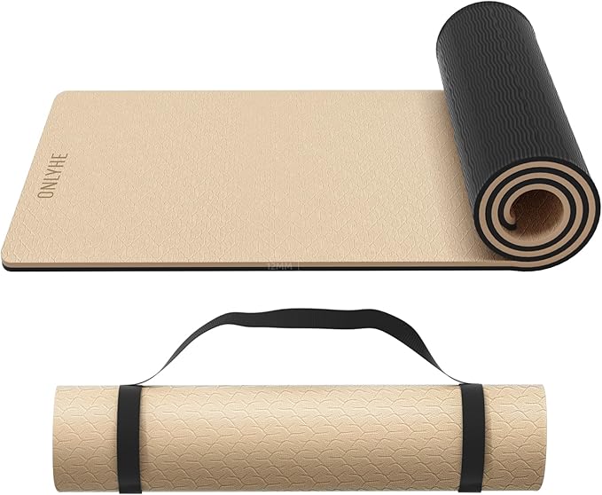 Extra Thick 12mm TPE Exercise Yoga Mat with Strap, 1/2 Inch Non-slip Workout Mat for gymnastics, Pilates, Home, Workout, Gym Floor Fitness