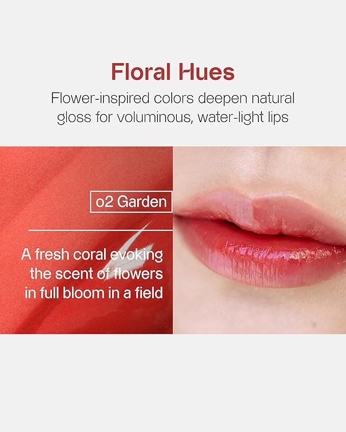 Vegan Serum Lip Tint (02 Garden, 0.21oz) - Long-Lasting Moisturizing Formula, Lightweight Lip Stain. Korean Makeup Skin Care. Luminous, Hydrated Lips.