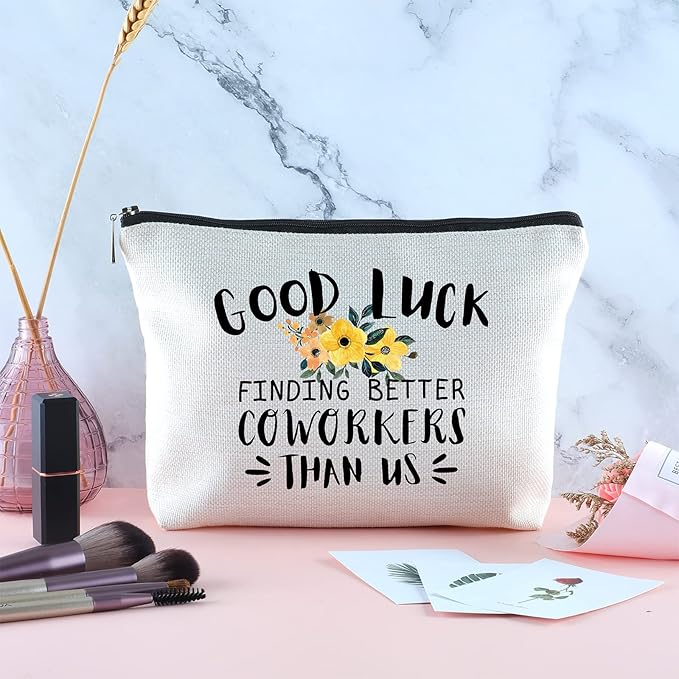 Farewell Gifts for Coworkers Zipper Makeup Bag Travel Cosmetic Bag Coworker Leaving Goodbye Farewell Going Away Inspirational Gifts for Women Coworker