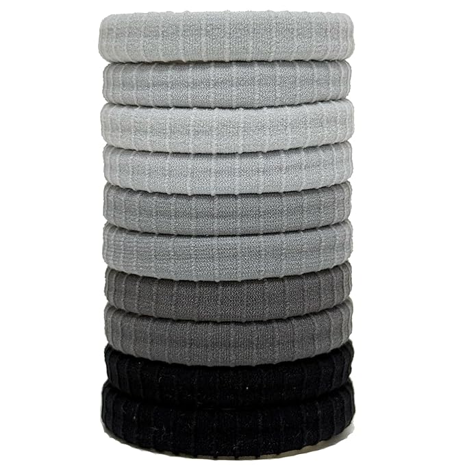 Jseng 10Packs Seamless Hair Ties for Women - Soft No Damage Elastic Hair Accessories for Thick Curly Hair - Cool Toned Blue