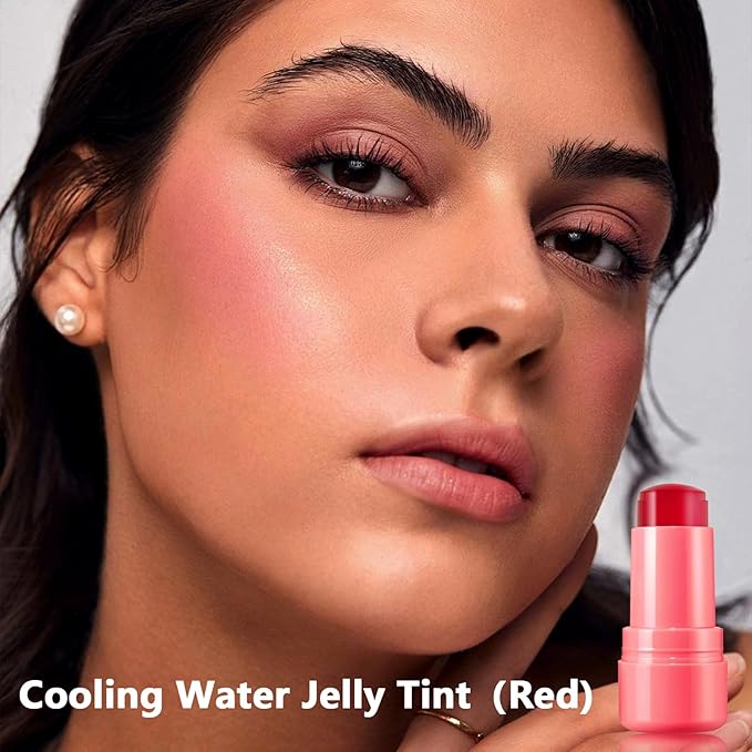 Jelly Blush Stick,Jelly Stain Stick,Lightweight Long Lasting Cheek Stick,Lightweight