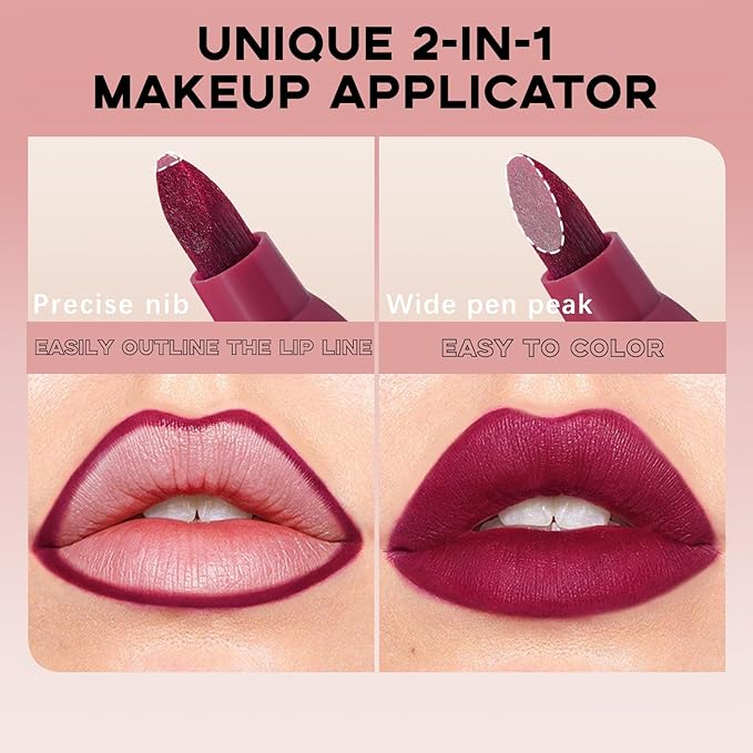 Lip Stain Marker,Nude Plum Lip Tint Stain Pen Liner,Hydrating
