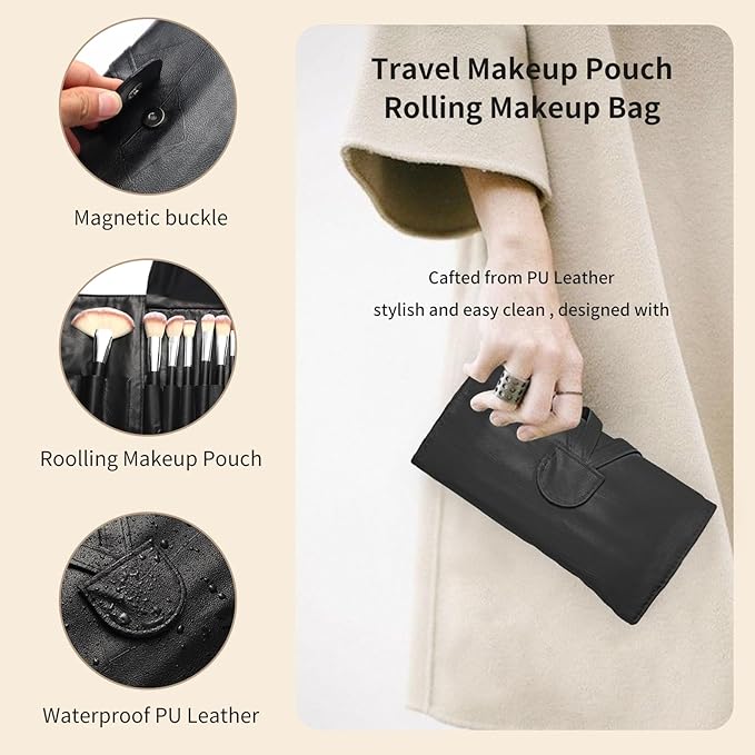 Makeup Brushes for Women, 28PCS Full Makeup Kits Include 24 Makeup Brushes, 2 Large Beauty Blenders, 1 Face Mask Spatula, 1 Brush Cleaning Egg, Makeup Brush Set with Travel-Friendly Case, Black