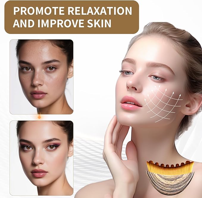 LEPIAOPIAO 2 PCS Lymphatic Contour Face Brush,Lymphatic Drainage Brush,Dry Lymphatic Drainage Massager,Ergonomically Designed to Fit The Skin Precisely