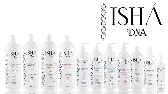 ISHA DNA Keratin Treatmen System Hair Shine Serum Drops - Frizz Control - Instant Shine - Coconut and Argan Oil Infused with Vitamin E - Smoothing and Straightening - Sulfate Free