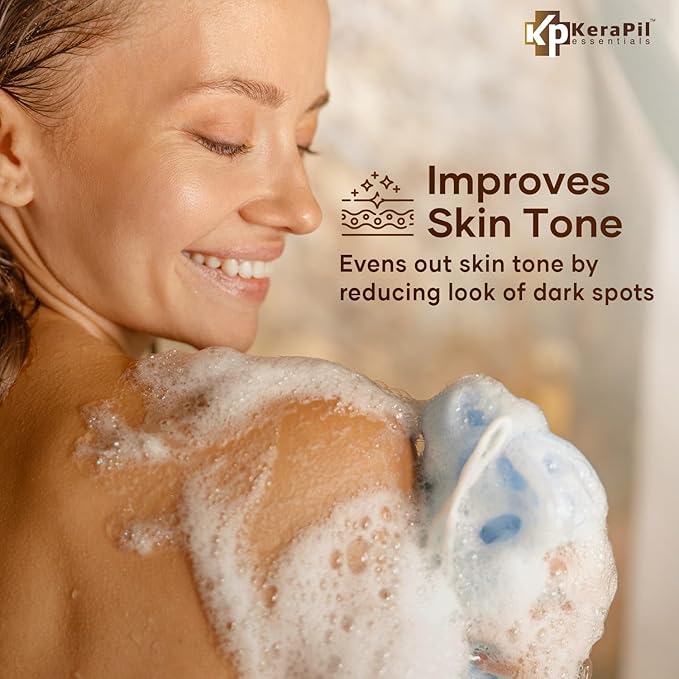 KERAPIL Exfoliating Body Wash with Salicylic Acid - No Dry Out, Gentle Exfoliates Rough and Bumpy Skin, Body Acne Wash, BHA & AHA - Coconut and Vanilla Salicylic Acid Body Wash - (16 fl oz x 2)